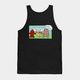 Cat and Sloth Fire Hydrant Comic Tank Top